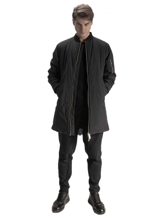 BLACK BOMBER JACKET WITH SHORT BACK