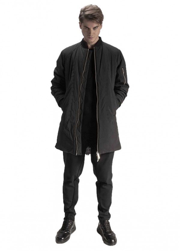 BLACK BOMBER JACKET WITH SHORT BACK