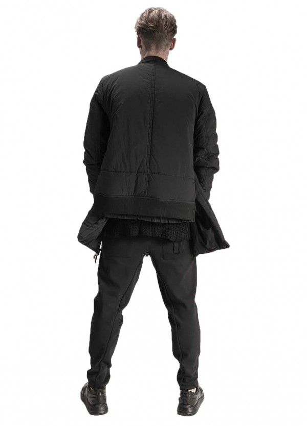 BLACK BOMBER JACKET WITH SHORT BACK