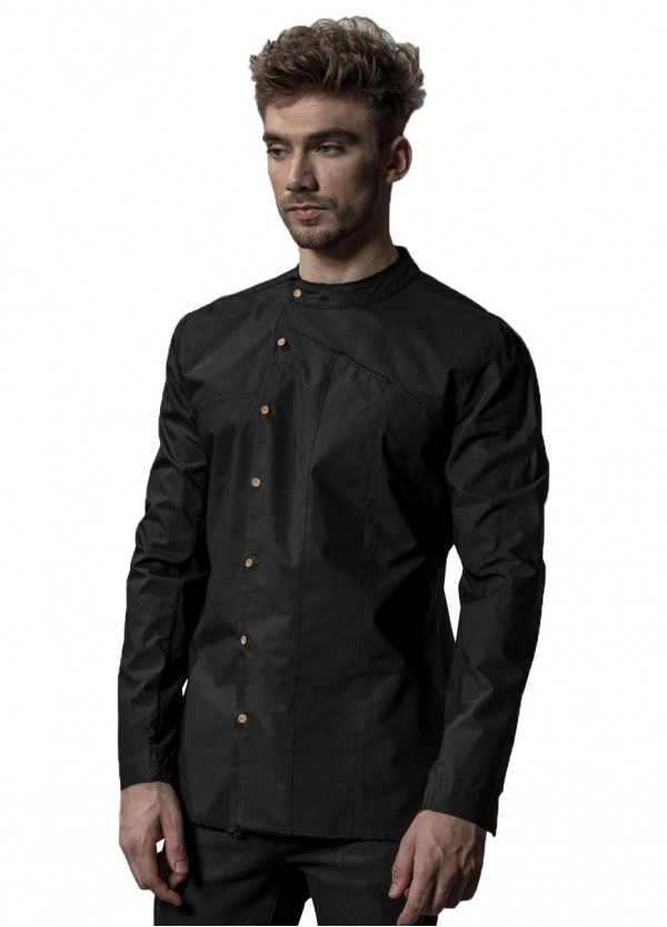 BLACK ASYMMETRICAL SHIRT