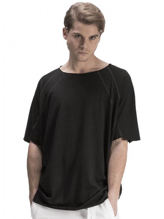 BLACK JAPANESE STITCHING DETAILED T-SHIRT