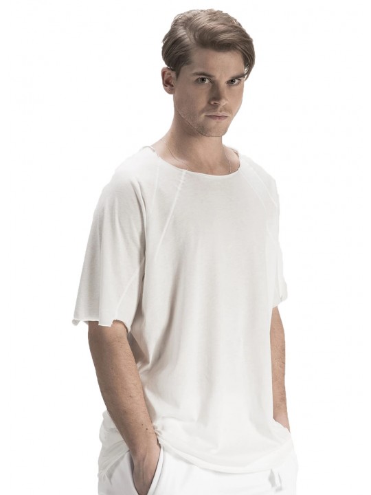 WHITE JAPANESE STITCHING DETAILED T-SHIRT