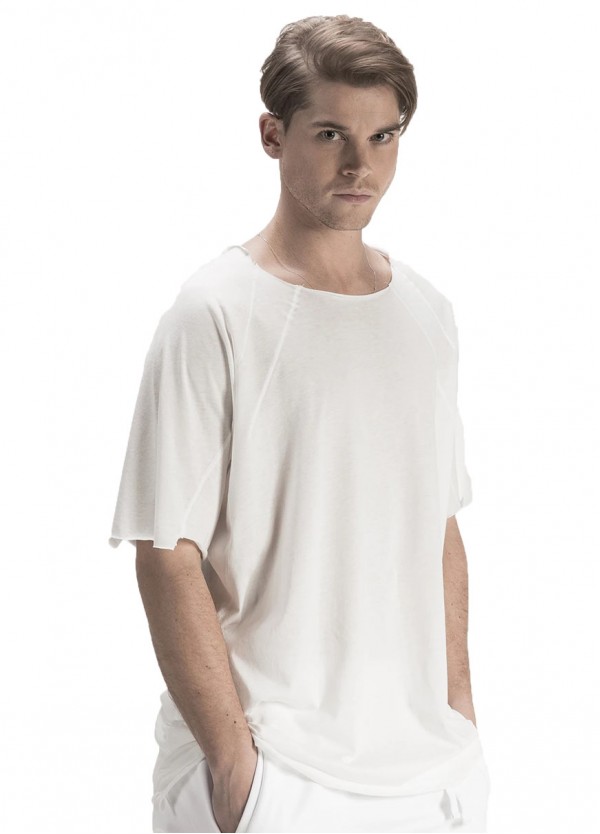 WHITE JAPANESE STITCHING DETAILED T-SHIRT