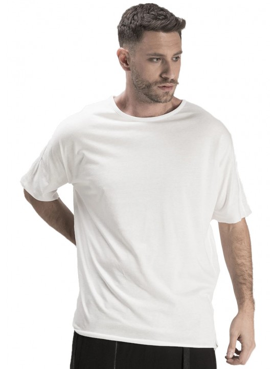 WHITE RIBBED DETAIL T-SHIRT