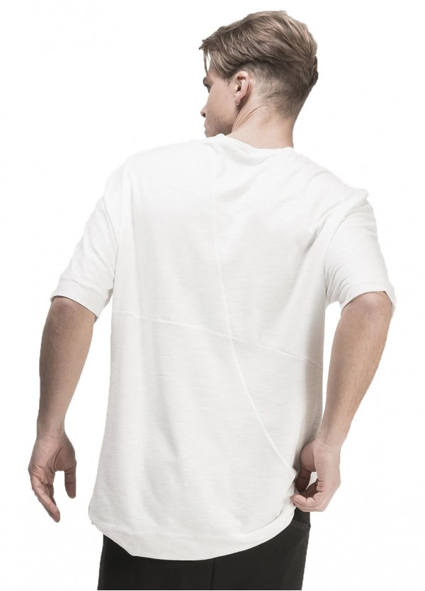 WHITE CROSS BACK BLIND STITCHED T-SHIRT