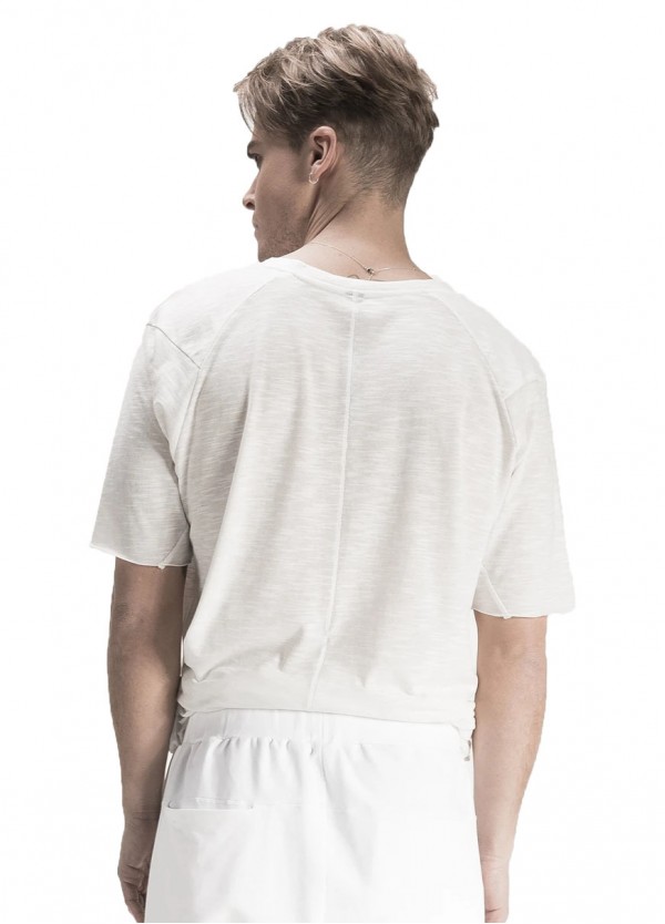 WHITE BLINDSTITCH DETAIL T-SHIRT